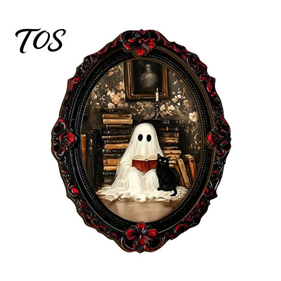 Retro Photo Frame Magnets Halloween Dark Style Refrigerator Magnet, Gothic Oval Reusable Magnetic Frames Decorative Sticker for Metal Cabinets Kitchen