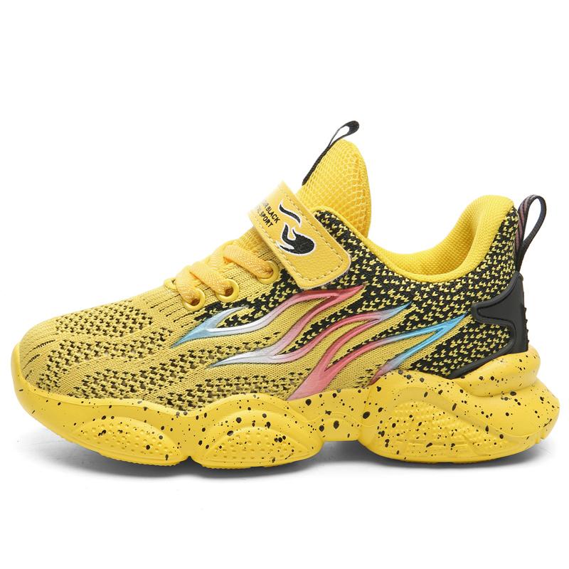 Children's Fashion Flyknit Casual Thick Bottom Velcro Boys' Sports Shoes Night Light Sports Shoes