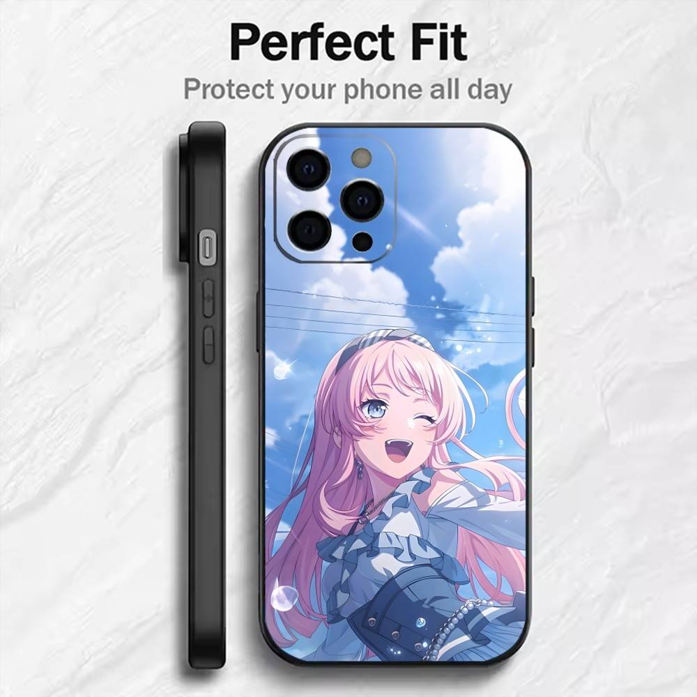 C-Chihaya MYGO Role Anon Phone Case For iPhone17,16,15,14,13,12 Plus,Max Soft Silicone Black Cover