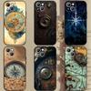 Карта мира Компас Морской Чехол для телефона для Apple iPhone 15,14,13,12,11,XS,XR,X,8,7,Pro,Max,Plus,mini Силиконовый Черный Чехол
