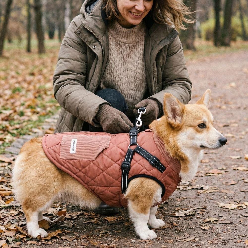 Adjustable Back Dog Cotton Jacket Thickened Pet Down Coat Puppy Clothes  Snow Activities