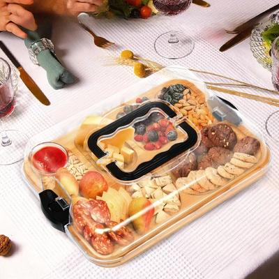 Сырная тарелка с сеткой, тарелка для закусок, деревянная сырная доска, коробка для пикника, фруктовая бенто-коробка, подходит для путешествий на открытом воздухе, кемпинга, отпуска