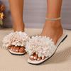 Ladies Shoes 2025 Summer Open Toe Women's Slippers Fashion Flower Dress Slippers Women Square Heel Shoes for Woman
