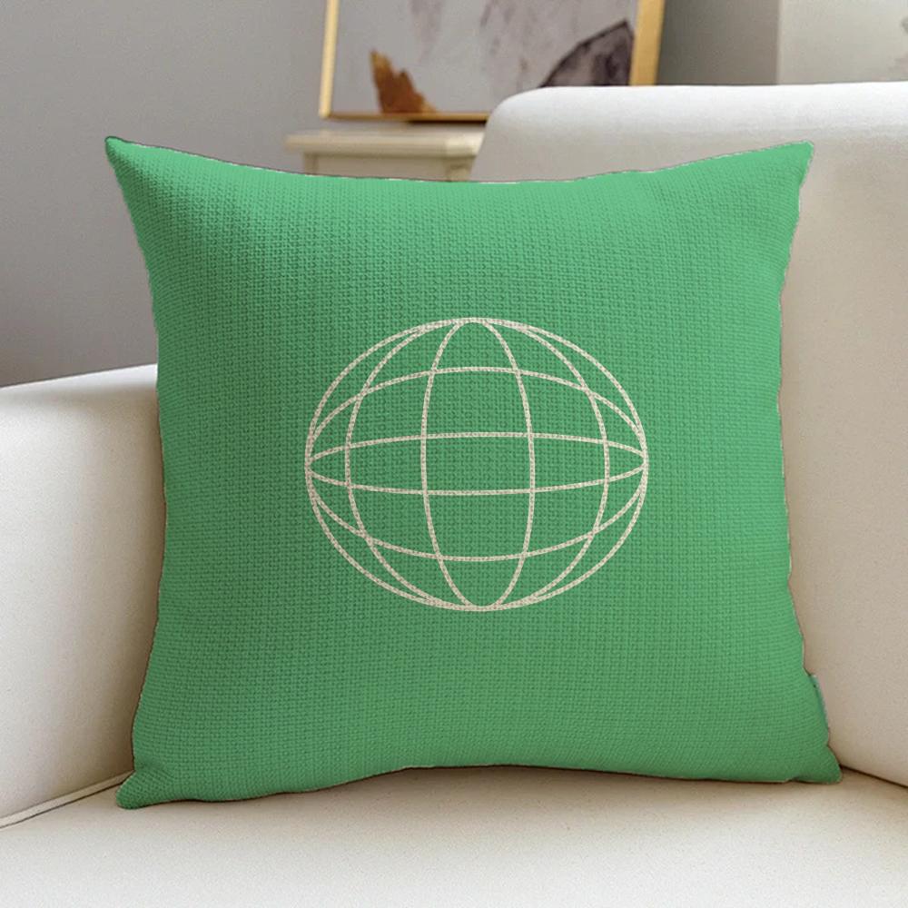 PGrid Earth Icons Cushion Cover Natural Linen Pillowcase Set AllinOne Decor for Sofa Bedroom Chair