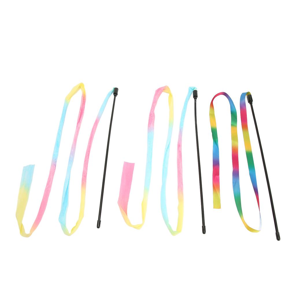 Ленточная кошачья палочка Разноцветная игрушка для снятия скуки Смешная интерактивная игрушка-палочка с лентой для котят 3 шт.