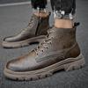 High Top Mens Comfortable Sneakers Brand All-match Motorcycle Boots Lace Up Outdoor Ankle Boots New Handmade Men Casual Shoes