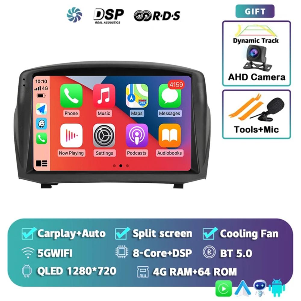 Автомагнитола Android 14 для Ford Fiesta Mk 6 2009 - 2018 2 DIN Навигация GPS Carplay Авторадио Стерео Мультимедийный Головной Блок 5G LET WIFI