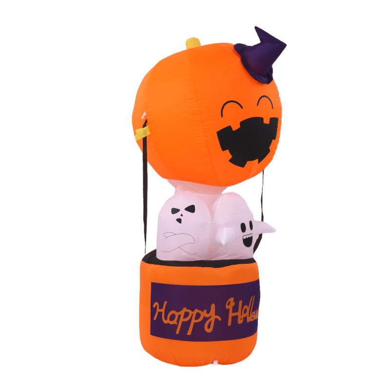Halloween Inflatable 1.8m White Ghost Hot Air Balloon with Lights Outdoor Decoration Party Toy