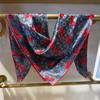 Navy Blue Red Women Pure Silk Scarves Hijabs Elegant Cherry Design 100% Mulberry Silk Square Neck Scarf Shawl 86*86cm