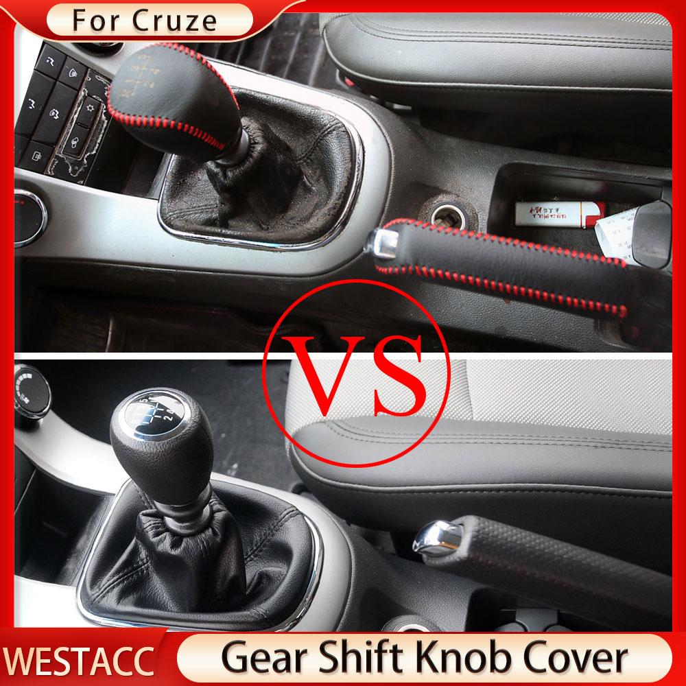 Руководство по эксплуатации из натуральной кожи, 5 6 скоростей, ручка переключения передач, чехол ручного тормоза для Chevrolet Cruze Sedan Hatchback 2008-2014 MT