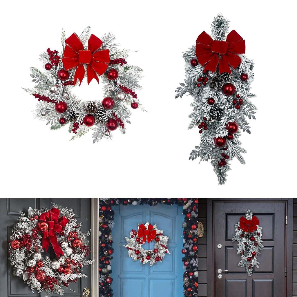 Рождественский венок Искусственный Реалистичный Декоративный На входную дверь Зимний для Окна Дома