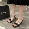 Fashion Clear Heels High Heeled Sandals Woman 2024 Suit Female Beige Square Toe Ladies Shoes Summer Buckle Strap High-heeled Outside New