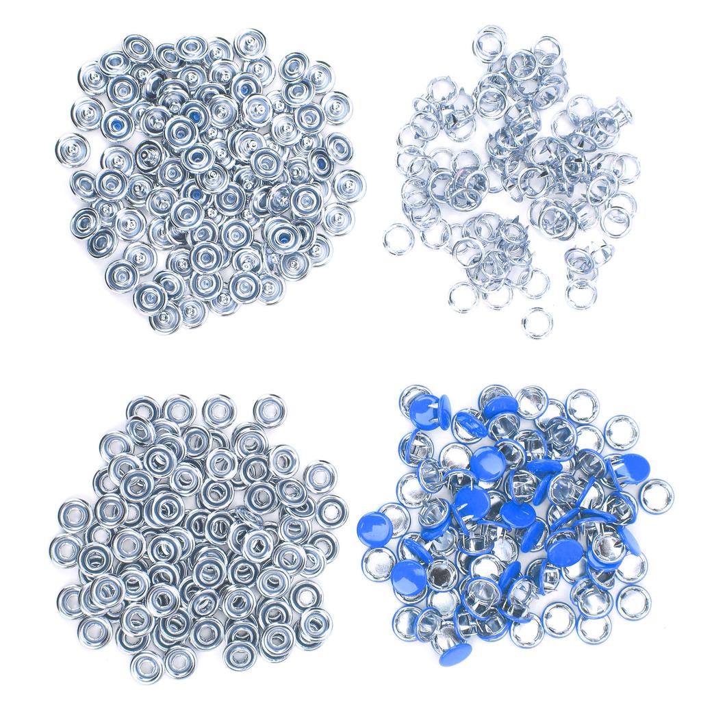 100 Set Snap Button Colorful Brass Prong Press Stud Sewing Fasteners with Installation Tool