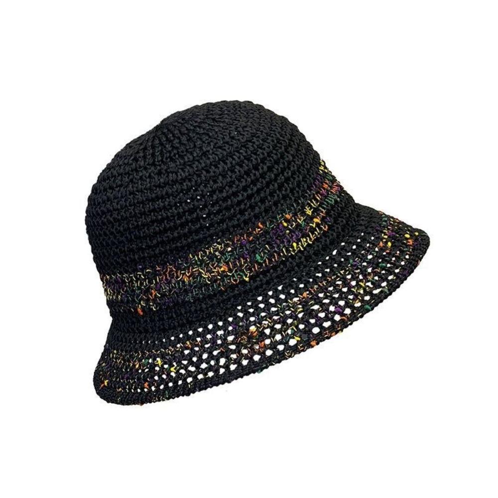 Полая вязаная пляжная шляпа от солнца, плетеная соломенная шляпа, модная шляпа рыбака для женщин