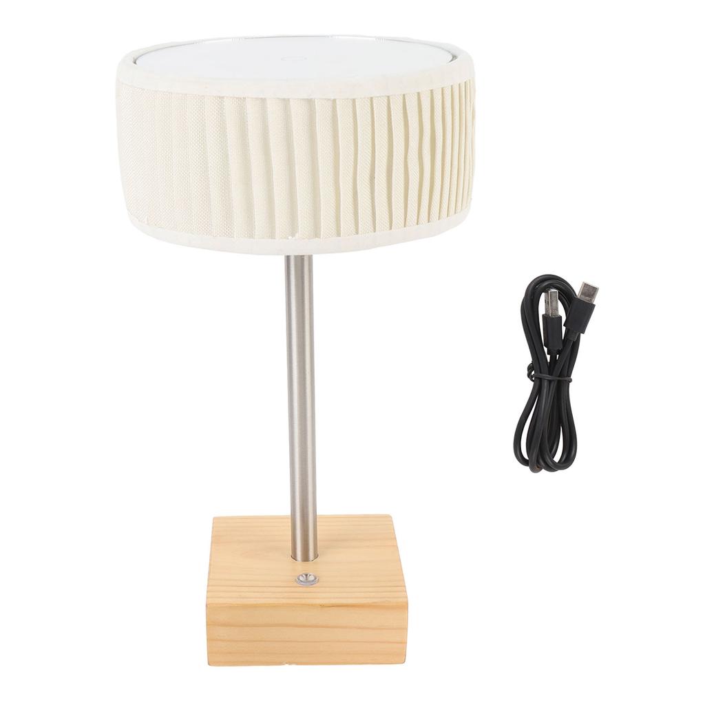 Перезаряжаемая настольная лампа с тканевым абажуром, зеркалом, настольным светильником, современной сенсорной подсветкой, светодиодной прикроватной тумбочкой