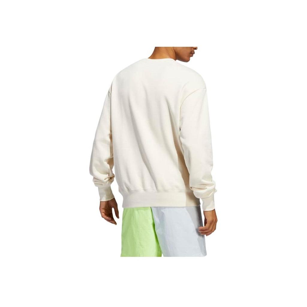 Adidas Originals Trefoil Pattern Printed Loose Casual Pullover American Sweatshirt Men Sweatshirt Nude HC2118