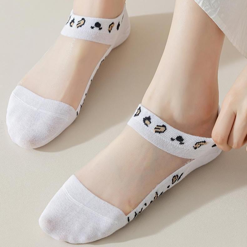 Женские сексуальные шелковые носки с леопардовым принтом