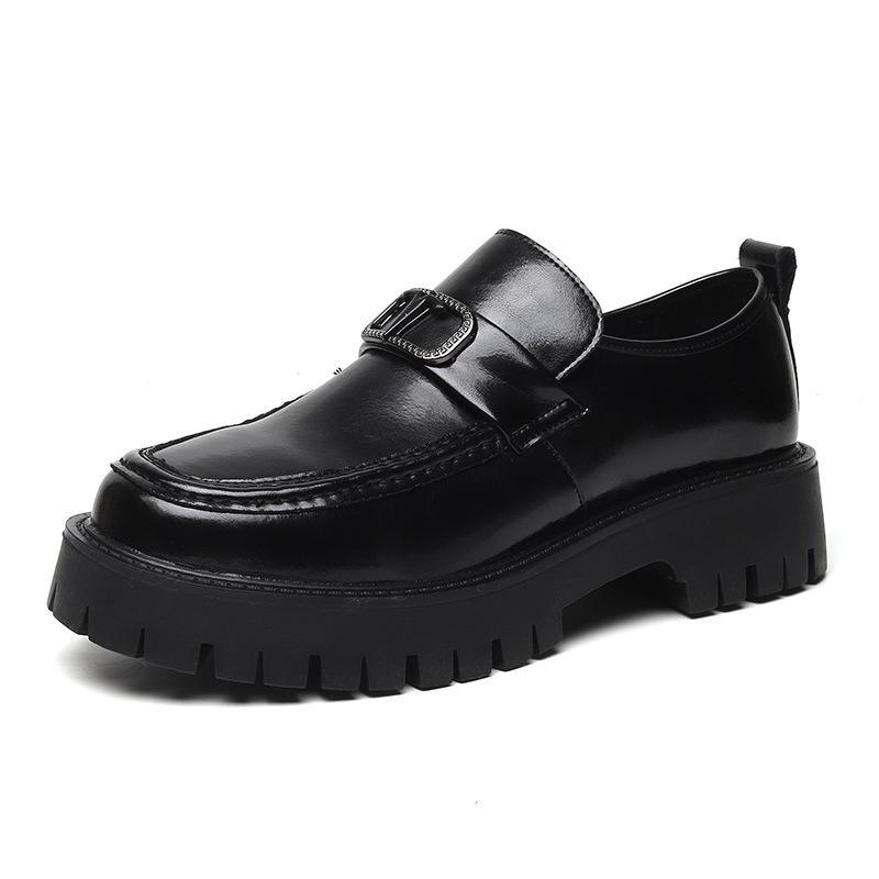 Осенние британские повседневные кожаные туфли мужские большого размера с одной педалью мужские туфли с большой головкой и толстой подошвой, увеличивающие высоту 2136-T