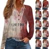 Women's Fashion Long Sleeve Button Up Casual Hooded Halloween Printed T-Shirt Top