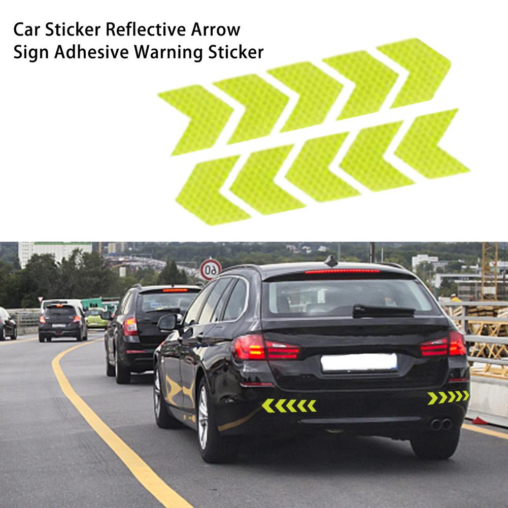 10Pcs Arrow Shaped Reflective Stickers Strong Car Reflective Tape Night Visibility Reflective Arrow Decals Adhesive Warning S