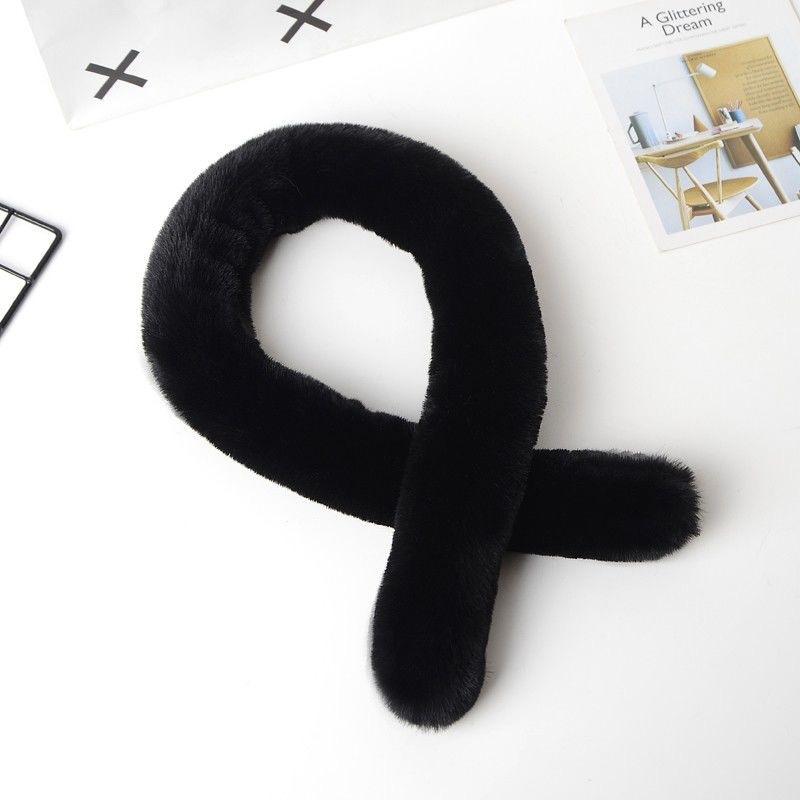 New Imitation Rex Rabbit Fur Scarf Korean Version Thin Strips Versatile Fur Scarf Small Cross Plush Long Narrow Collar Thickened for Women