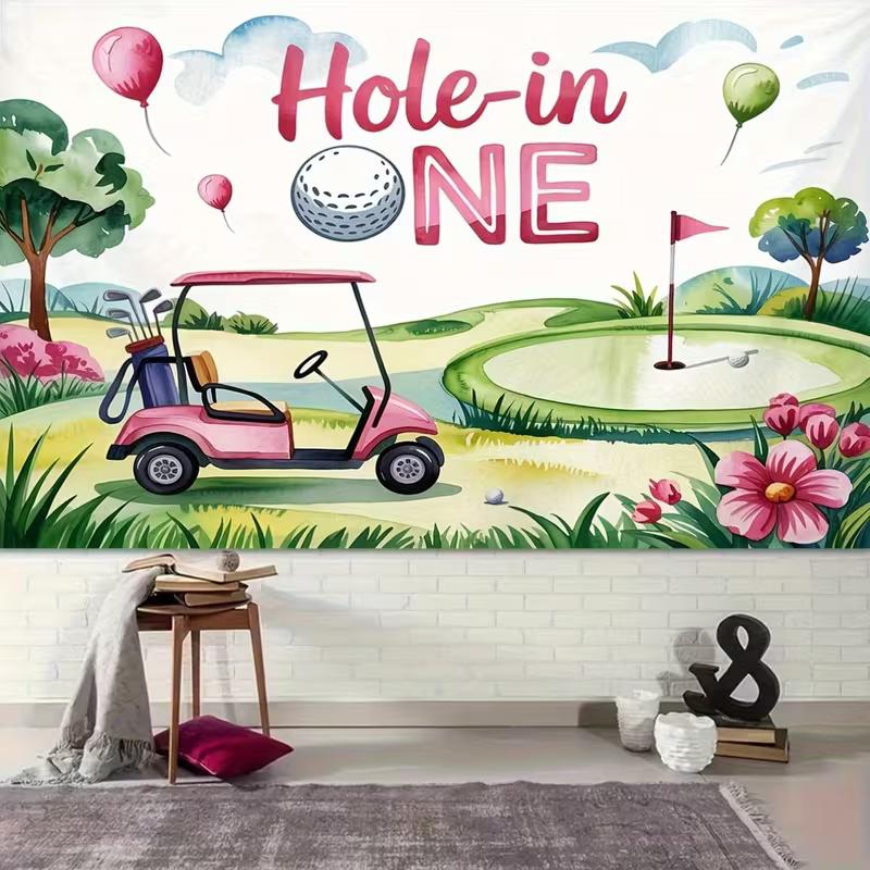 2D Pink Golf Course Photography Background Cloth for Baby Girl Photoshoot