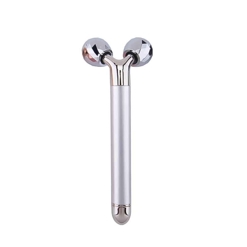 Zinc Alloy 3D Massage Roller Dual Roller Design Electric Vibration Beauty Stick Jaw Contour Care