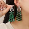 Преувеличенные зеленые хрустальные бусины бахрома серьги длинные винтажные роскошные висячие серьги для женщин