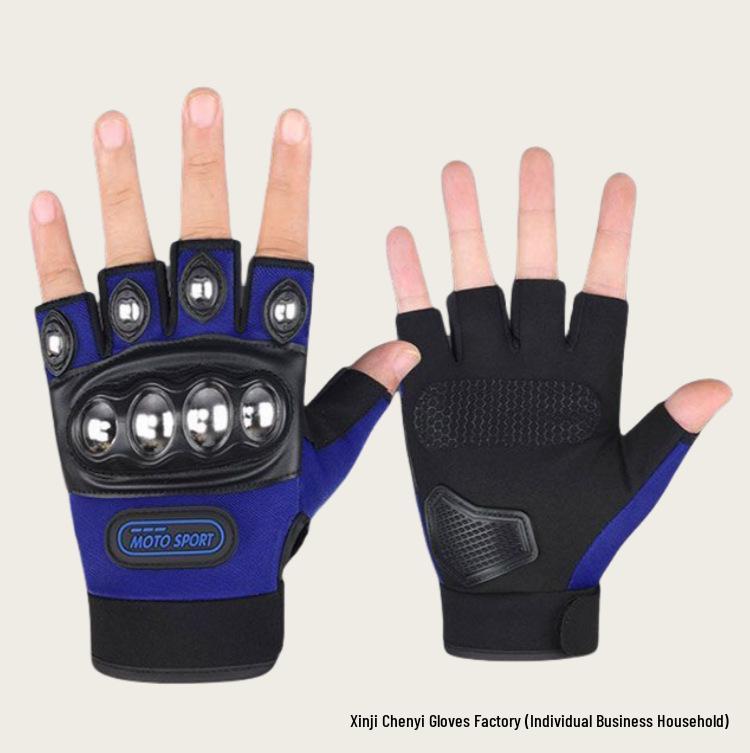 Мужские мотоциклетные перчатки с полупальцами и защитой от падений - износостойкая микрофибра для бокса, фитнеса и езды по бездорожью