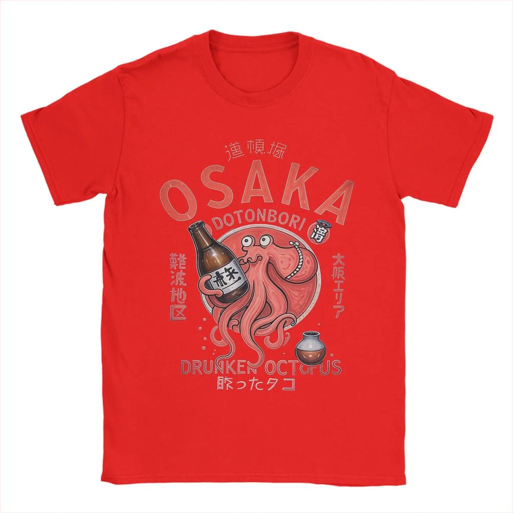 Мужская футболка Osaka Dotonbori Drunken Octopus 100% хлопок смешная футболка с круглым вырезом футболка с коротким рукавом оверсайз высококачественная мягкая повседневная