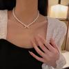 Elegant Adjustable Pearl Necklace Bowknot Pendant Necklace Fashion Neck Jewelry Present for Stylish Women Fashion Lover