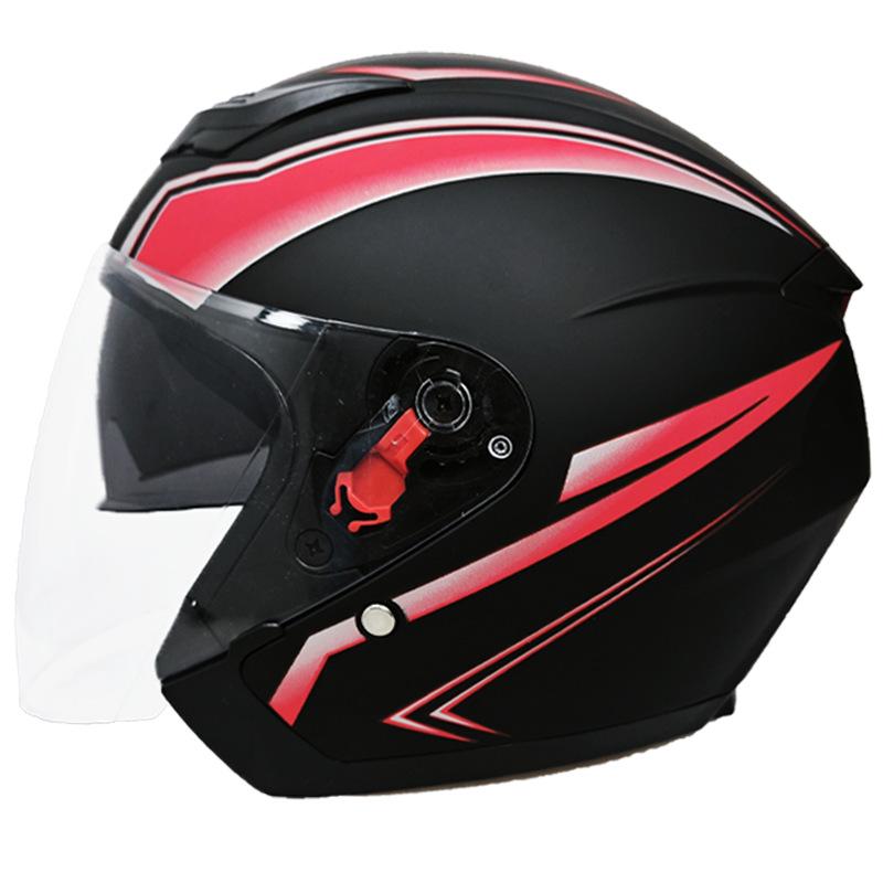 3/4 Helmet Double Lens Half Helmet Electric Car Helmet Men and Women Four Seasons Universal Riding Safety Helmet