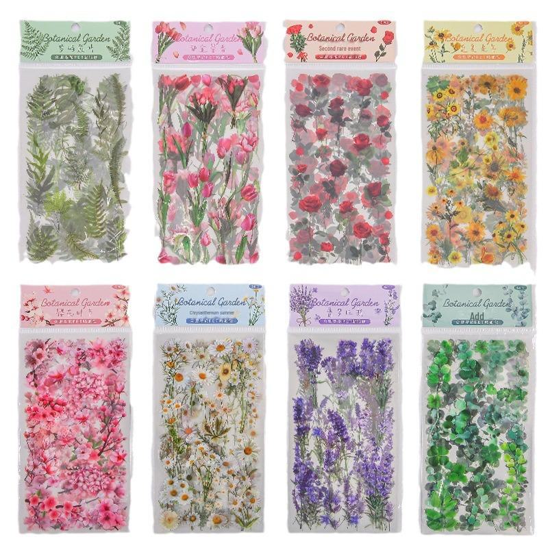 Набор наклеек «Ретро растения и цветы» — водонепроницаемые, прозрачные наклейки из ПЭТ для детских пособий и декора «сделай сам».