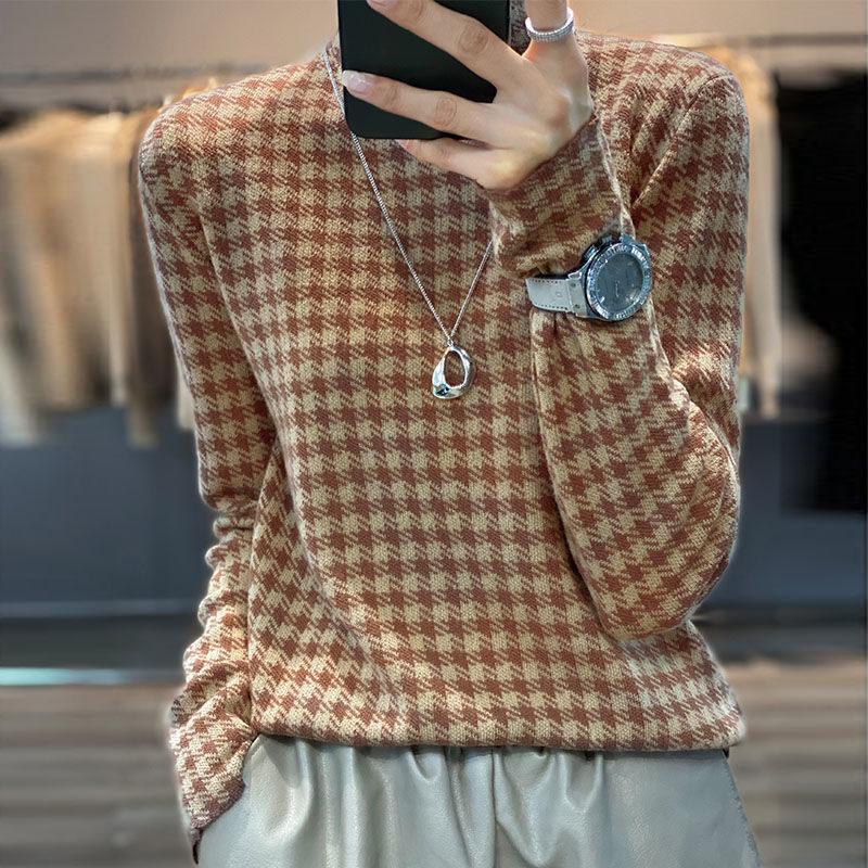 Пуловер, осенне-зимний шерстяной свитер, женский свитер с половиной высокого воротника, вязаный свитер с длинными рукавами, женский пуловер