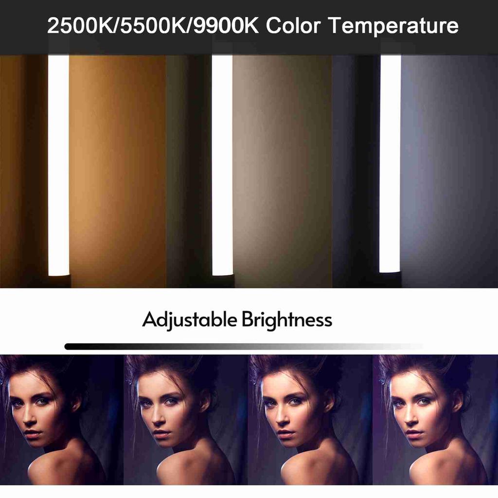 Handheld RGB Light Tube LED Video Light Wand 2500KCelsius5500KCelsius9900K Dimmable 7 Colorful Light Effects Built in Battery for Vlog Live Streaming
