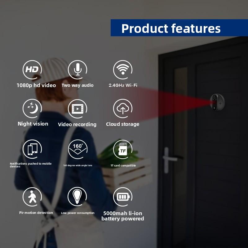 QR-039 1080P HD Wireless Visual Intercom Doorbell with 160 Wide-angle Lens Two-way Audio Wi-Fi Connectivity Night Vision