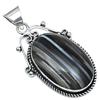 Pendant Grey Botswana Agate Gemstone Mother'Day Gift Silver Jewelry 2"