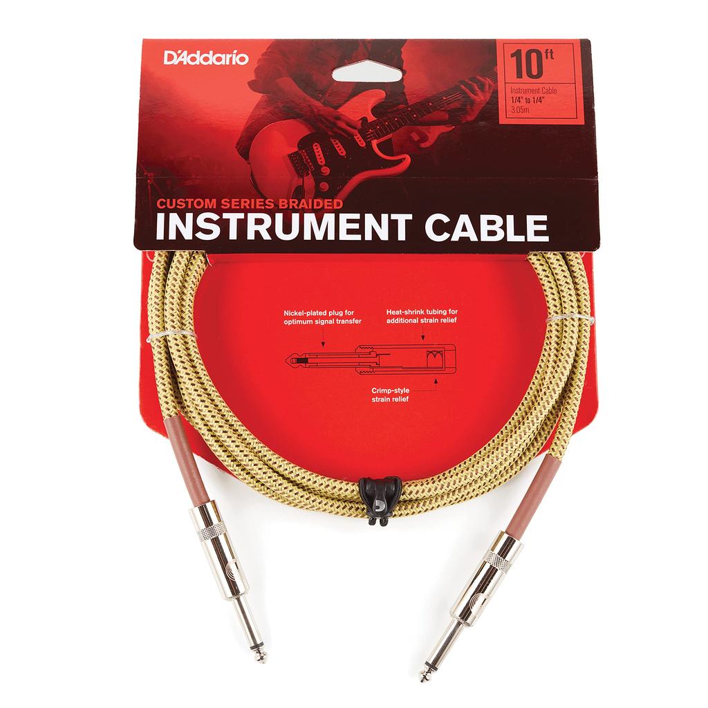 D'Addario Custom Series Плетеный инструментальный кабель Твид PW-BG-10TW (3,0 м СС) - Экранированный гитарный кабель
