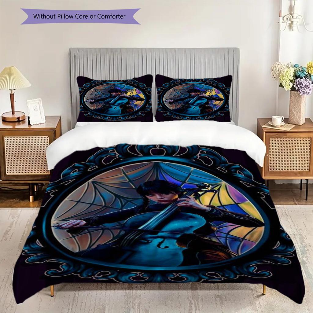 Supernatural Wednesday Mysteries Three-piece set (1 * duvet cover + 2 * pillowcase, without core) 2D Flat Bedding set Soft and comfortable
