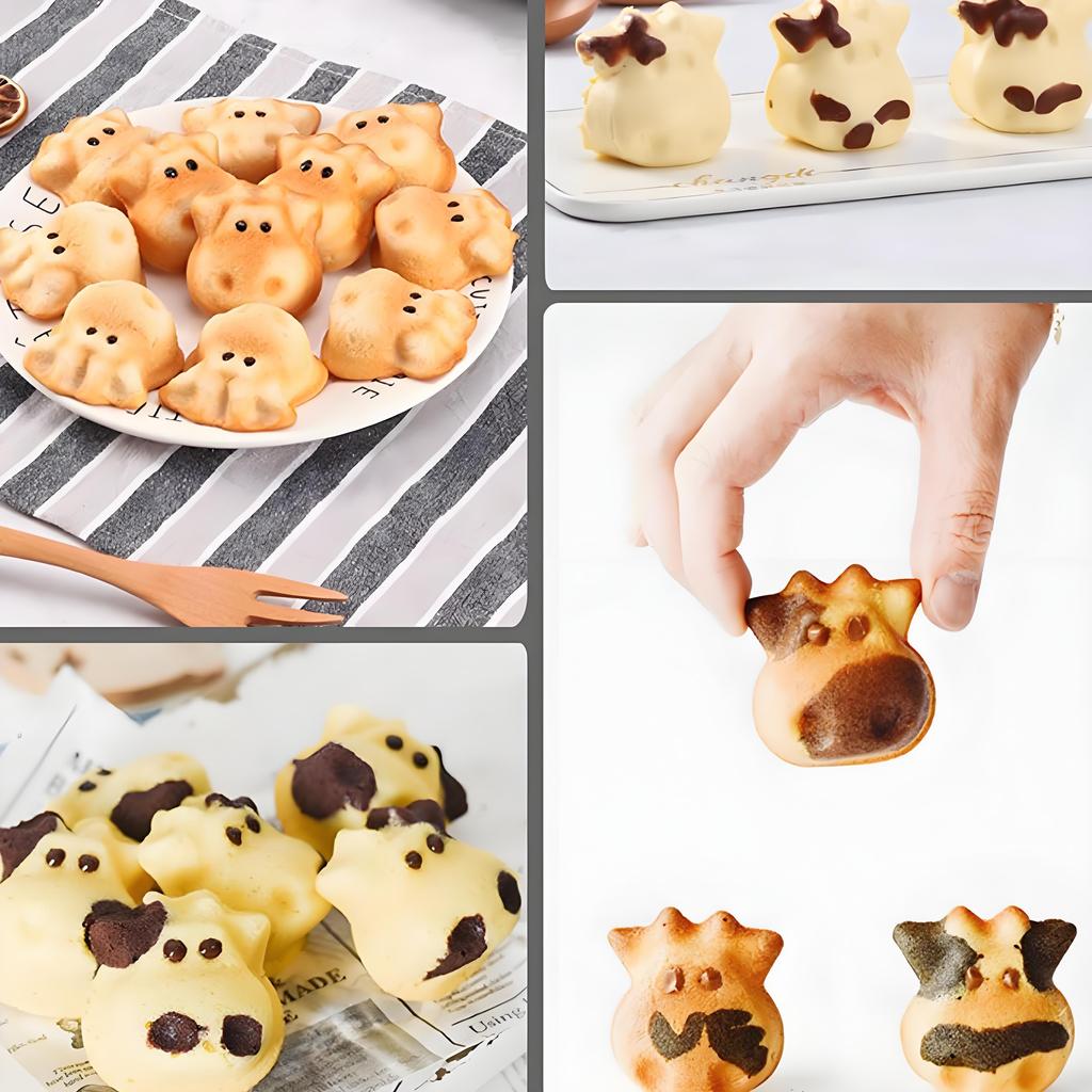 Форма для маффинов в виде коровы, 12 ячеек, антипригарная форма для выпечки тортов с животными - Прочная посуда для выпечки из углеродистой стали