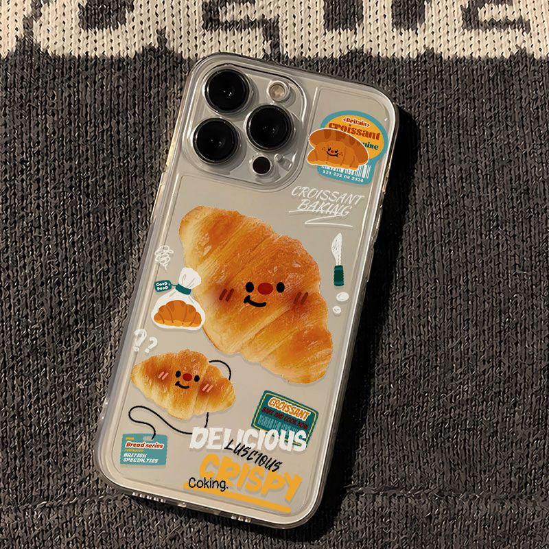 Ins Korean Toast Fried Egg Love Phone Case for IPhone 17 16Pro Max 15 14 13 12 11 Pro Max IPhone 16 15 14 Plus Transparent Cover