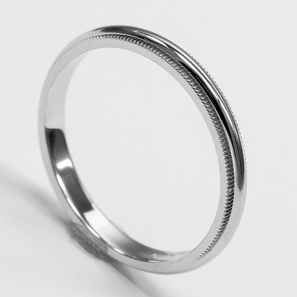 TIFFANY&Co. Gathered Milgrain Ring 0.1" band Pt950Platinum #11.3(US Size) 6.22g Women Used