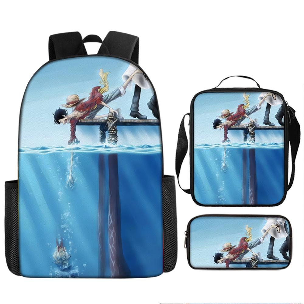 Анимация ONE PIECE школьный рюкзак из трех частей игровой периферийный рюкзак большой вместимости для ученика средней школы для улицы, кампуса, сумка для компьютера