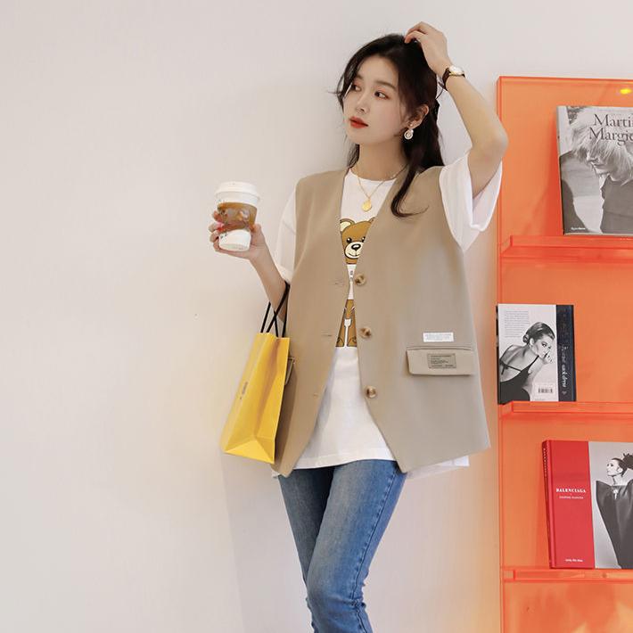 Женский жилет в британском стиле со свободным кроем для весеннего пальто