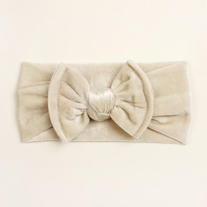 Autumn and winter new baby golden velvet headband, children's soft bow headgear, baby headband