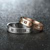 Roman Numerals Inlaid with Zirconium Stainless Steel Ring Couple Non-fading Ring Jewelry