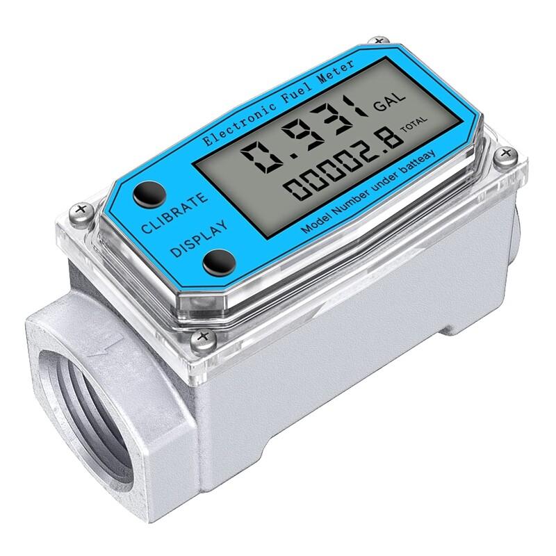 Turbine Digital Oil Meter LCD Heating Oil Flow Meter Diesel Gasoline Flow