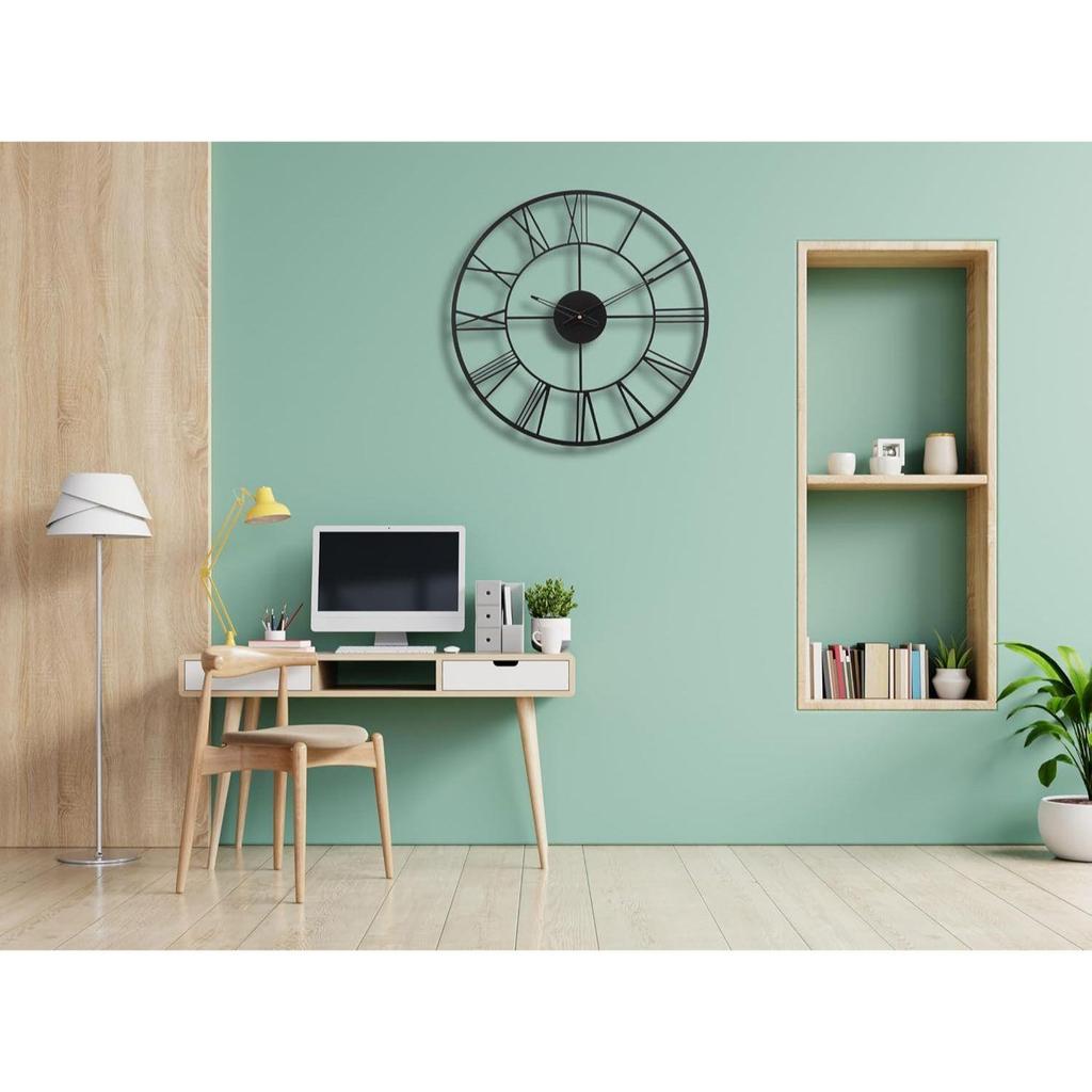 Настенные часы для дома, офиса, гостиной, спальни и кухни | Большой размер, стильный, новейший домашний декор | (40 X 40 См) | Черный цвет (Включенная батарея)