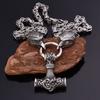 Nordic Stainless Steel Viking Thor 'S Hammer Pendant Necklace Eagle Head Necklace Men 'S Jewelry 