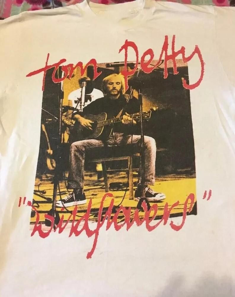 Редкая Хлопковая Белая Мужская Унисекс Футболка TOM PETTY WILDFLOWERS CONCERT S-234XL